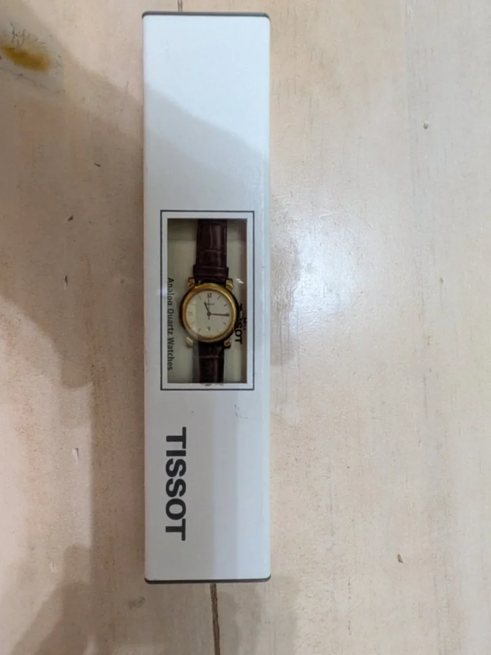 Vintage Tissot Swiss Made Women's Quartz Gold Tone Watch Brown Leather Strap